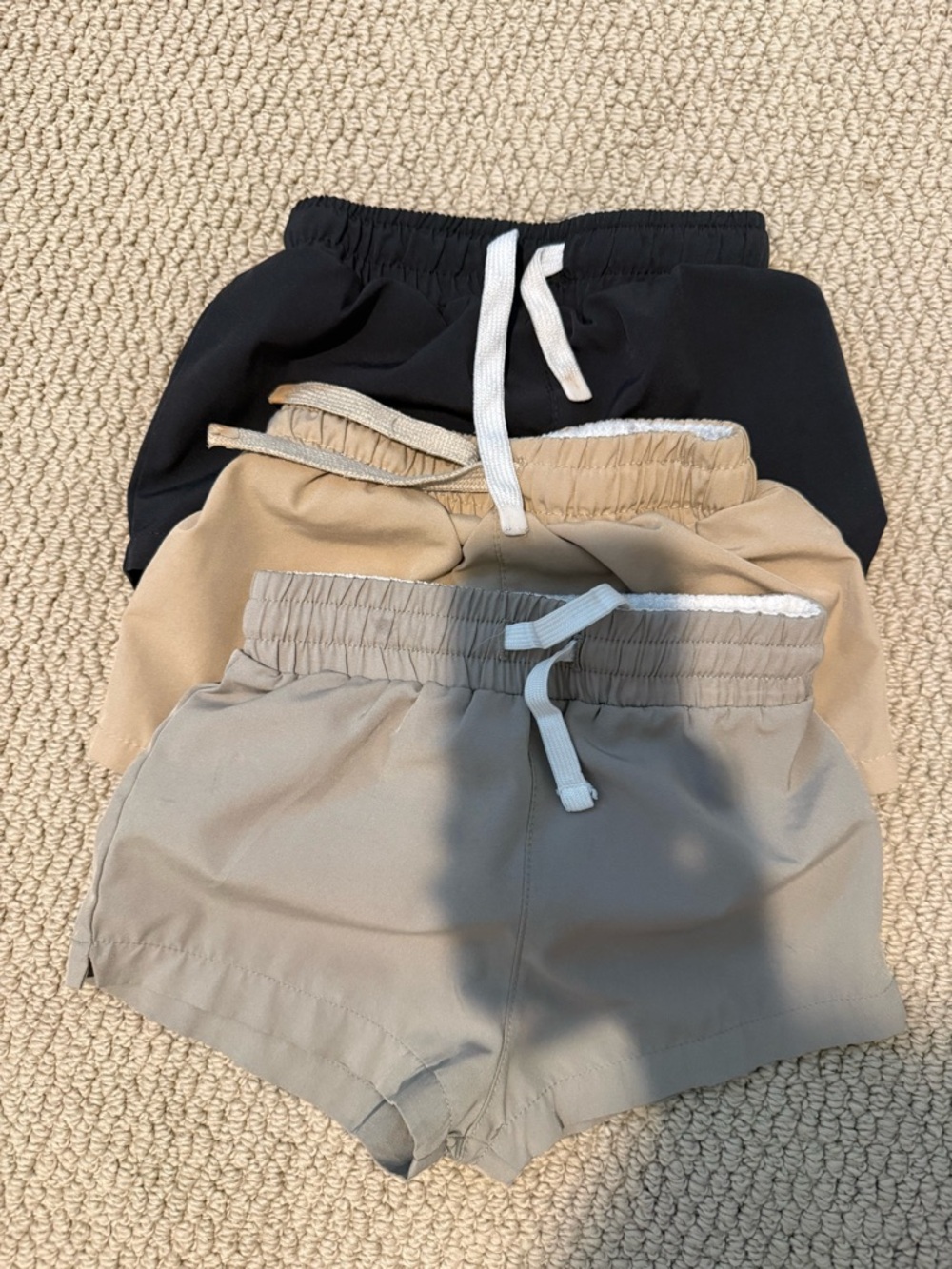 Cadets Le Club Kids Elastic Waist Pull-On Shorts Set - Black, Tan, Gray